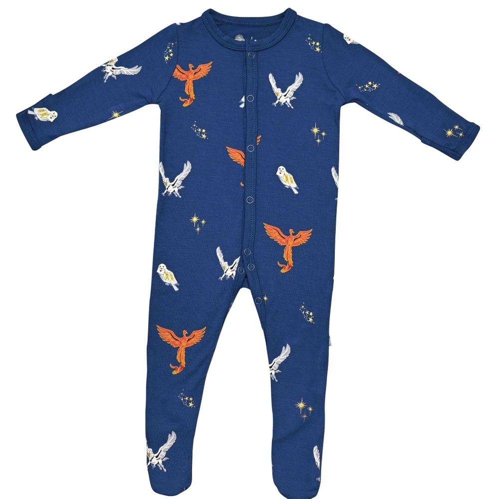 Kyte BABY Blue Footie with Owl Print